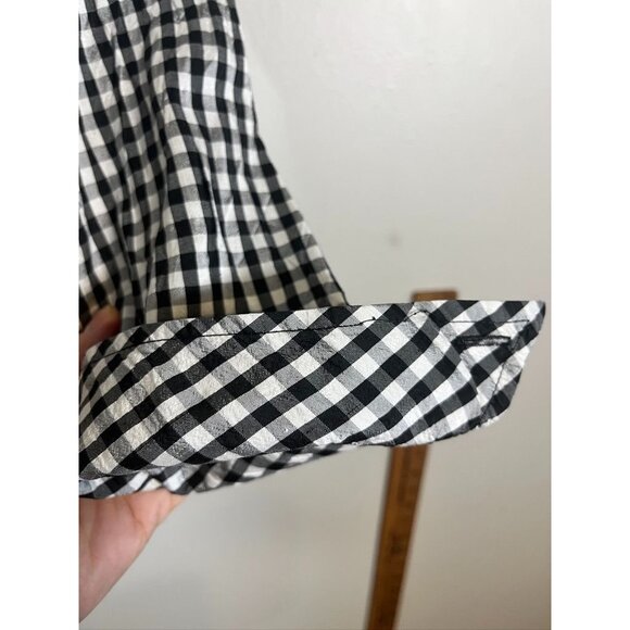 Retro Silk Plaid Shirt 1X Black Checks Festive Classic Chic Holiday Preppy 80s - Picture 3 of 10